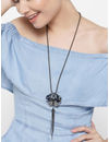 YouBella Gunmetal-Toned  Blue Stone-Studded Pendant with Chain