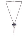 YouBella Gunmetal-Toned  Blue Stone-Studded Pendant with Chain