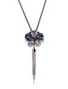 YouBella Gunmetal-Toned  Blue Stone-Studded Pendant with Chain