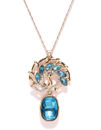 YouBella Gold-Toned  Blue Stone-Studded Pendant with Chain