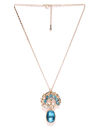 YouBella Gold-Toned  Blue Stone-Studded Pendant with Chain