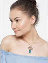 YouBella Gold-Toned  Blue Stone-Studded Pendant with Chain