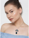 YouBella Silver-Toned  Blue Stone-Studded Pendant with Chain