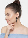 YouBella Black Gold-Plated Floral Drop Earrings