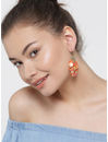 YouBella Orange Gold-Plated Beaded Drop Earrings