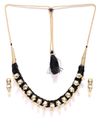 YouBella Black  Gold-Toned Stone-Studded Beaded Jewellery Set