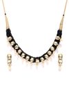 YouBella Black  Gold-Toned Stone-Studded Beaded Jewellery Set