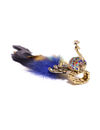 YouBella Antique Gold-Toned  Blue Peacock-Shaped Stone-Studded Ring