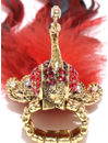 YouBella Antique Gold-Toned  Red Peacock-Shaped Stone-Studded Ring