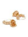 YouBella Off-White Gold-Plated Beaded Dome Shaped Jhumkas