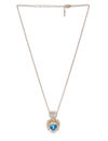 YouBella Blue  Gold-Toned Heart-Shaped Stone-Studded Pendant with Chain