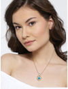 YouBella Blue  Gold-Toned Heart-Shaped Stone-Studded Pendant with Chain