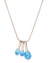 YouBella Set of 3 Blue  Gold-Toned Stone-Studded Pendants with Chain