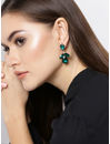 YouBella Green Gold-Plated Teardrop Shaped Drop Earrings