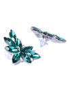 YouBella Green Silver-Plated Stone-Studded Contemporary Studs