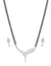 YouBella Black  Gold-Toned Beaded Stone-Studded Mangalsutra Set