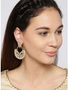 YouBella Off-White Gold-Plated Stone-Studded Crescent Shaped Chandbalis