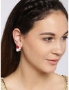 YouBella Off-White  Red Floral Beaded Oversized Stone Studs