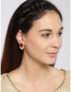 YouBella Red  Off-White Floral Beaded Oversized Stone Studs