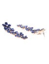 YouBella Navy Gold-Plated Stone-Studded Floral Drop Earrings