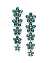 YouBella Green Gold-Plated Stone-Studded Floral Drop Earrings