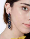 YouBella Navy Blue Gold-Plated Stone-Studded Contemporary Drop Earrings