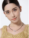 YouBella Black Gold-Plated Stone-Studded  Beaded Mangalsutra  Earrings Set