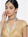 YouBella Antique Gold-Toned  Off-White Stone-Studded Layered Jewellery Set