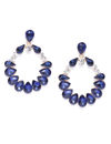 YouBella Navy Gold-Plated Stone-Studded Oval Drop Earrings
