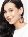 YouBella Peach-Coloured  Gold-Plated Stone-Studded Teardrop-Shaped Drop Earrings