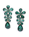 YouBella Green Gold-Plated Stone-Studded Floral Drop Earrings