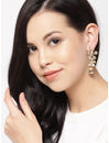 YouBella Gold-Plated Stone-Studded Floral Drop Earrings