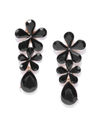 YouBella Black Gold-Plated Stone-Studded Floral Drop Earrings