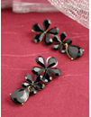 YouBella Black Gold-Plated Stone-Studded Floral Drop Earrings