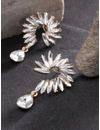 YouBella White Gold-Plated Stone-Studded Spiked Drop Earrings