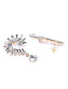 YouBella White Gold-Plated Stone-Studded Spiked Drop Earrings