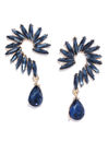 YouBella Navy Blue Gold-Plated Stone-Studded Contemporary Drop Earrings