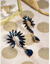 YouBella Navy Blue Gold-Plated Stone-Studded Contemporary Drop Earrings