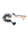 YouBella Navy Blue Gold-Plated Stone-Studded Contemporary Drop Earrings