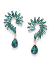 YouBella Green Gold-Plated Stone-Studded Contemporary Drop Earrings