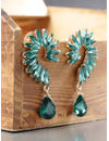 YouBella Green Gold-Plated Stone-Studded Contemporary Drop Earrings