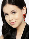 YouBella Red Gold-Plated Spiked Drop Earrings