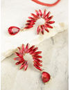 YouBella Red Gold-Plated Spiked Drop Earrings