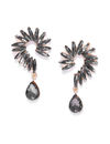 YouBella Black Gold-Plated Stone-Studded Contemporary Drop Earrings