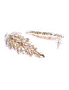YouBella Gold-Plated Leaf-Shaped Stone-Studded Drop Earrings