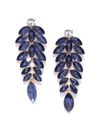 YouBella Navy Gold-Plated Stone-Studded Leaf-Shaped Drop Earrings