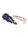 YouBella Navy Gold-Plated Stone-Studded Leaf-Shaped Drop Earrings