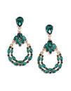 YouBella Green Gold-Plated Teardrop Shaped Stone-Studded Drop Earrings