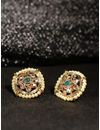 YouBella Green Gold-Plated Stone-Studded Beaded Circular Studs