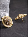 YouBella Antique Gold-Plated Off-White Stone-Studded Beaded Circular Studs